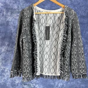 NWT Lineamaglia Open Cardigan Fringe Knit Wool Alpaca Acrylic Nylon Blend  L